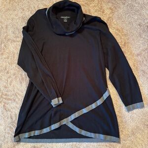 Marina Luna Black and Gray Turtleneck Sweater